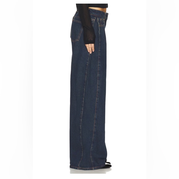 Lioness Dark Blue Wide Leg Flare Jeans - Picture 2 of 4